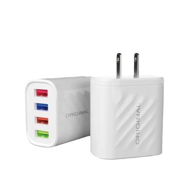 China 4port Mobile Phone Usb Cell Phone Charger Twill Smart Home Travel Fast Charger 5v 2a USA And EU Plug In Multi Port Usb Wall Charger for sale