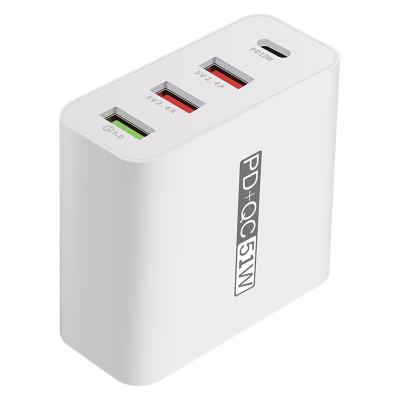 China Palladium Type C 2.4A Wall Charger USB-C Adapter QC3.0 4-Port 51W USB Wall Mobile Phone USB Fast Charger for sale