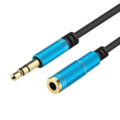 China Car Mobile Phone Headset Extension Cable Aluminum Alloy Wire 3.5 Mm Speaker Audio Male And Four Section Female Extension Audio Cable for sale