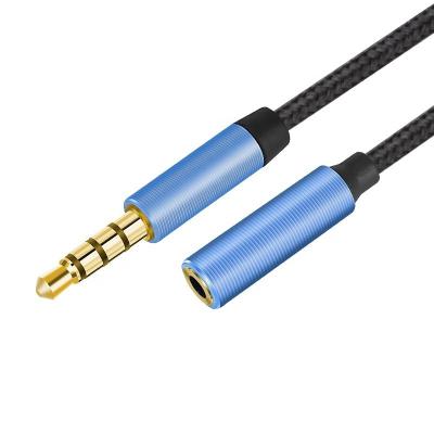 China Braided Car Extension Cable 3.5mm Audio Computer Phone Headset Extension Cable Male To Car AUX Audio Cable. female for sale