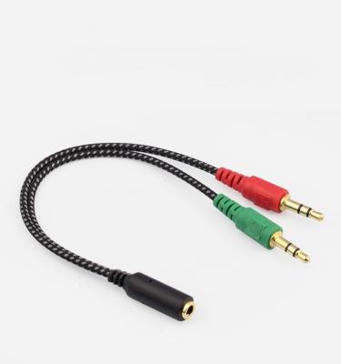 China Car mobile phone headset one point transfer line two 1 male 2 to computer female headset and 2 audio in 1 converter cable for sale