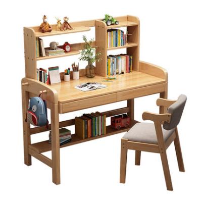 China EUROPEAN luxury solid wood kids tables with shelf kid children study table and chair set for sale