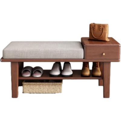 China Attractive Hot Selling Solid Rubber Wooden Storage Bench Shoe Bench Storage for sale