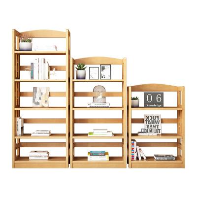 China Popular hot fashionable all solid wooden bookshelves children's single floor-to-ceiling shelf space storage cabinet for sale