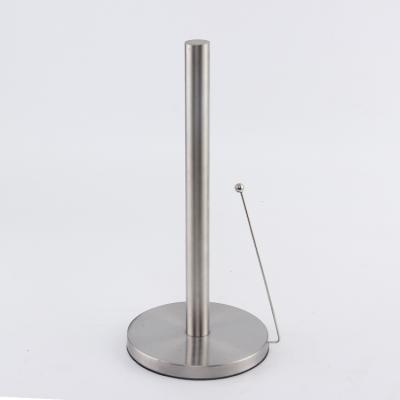 China User Friendly Comforting Design Stainless Steel Paper Towel Standing Holder With Stylish Tension Arm for sale