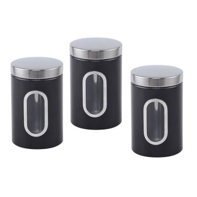 China Airtight Metal Canister Sets With Transparent Windows for sale