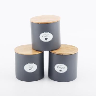 China Viable Food Grade Spice Canister Set With Bamboo Lids for sale