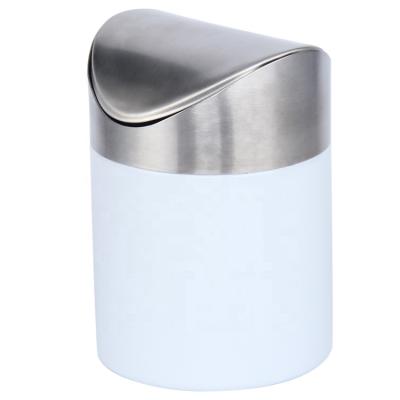 China Mini Stainless Steel Desktop Trash Viable Can with Swing Lid for sale