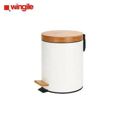 China Sustainable Household Bamboo Surface Treatment 3L/5L Small Waste Bin Waste Bin Hot Selling Bamboo Lid for sale