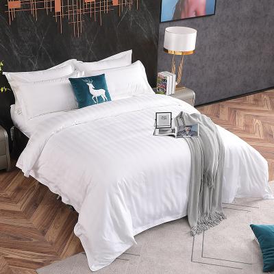 China 300T Hotel Bed Sheets Luxury White Bed Sheet Fabric Comfortable 100% Cotton Hotel Bed Sheet Set for sale