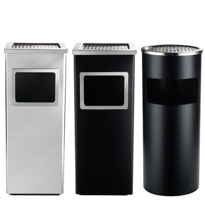 China Modern Hotel Lobby Round Ashtray Rack Trash Can Stainless Steel Hotel Waste Bin for sale