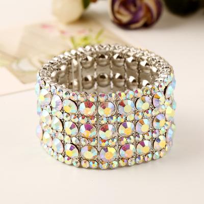 China New Trendy Fashion Round Shaped Rhinestone Stretch Bracelet Evening Party Sparkle Jewelry B-0632 for sale