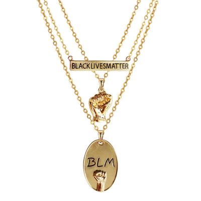 China Hiphop fist blm necklace jewelry gold plated black lives matter movement necklace for sale