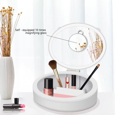 China 10X USB Lighted Chargeable Makeup Mirror With Light Led Makeup Mirror Led Mirror Makeup for sale