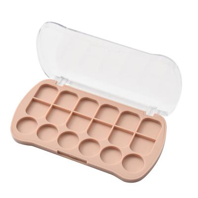 China Recycled Materials 12 Styles plastic clear empty eyeshadow palettes case eye shadow packaging for sale