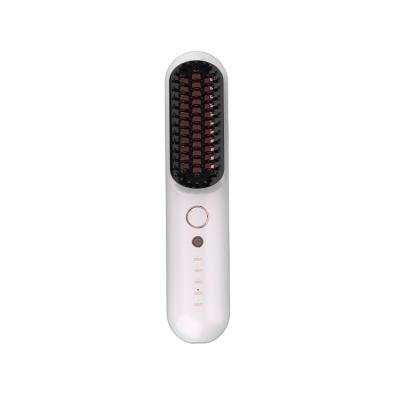 China 2021 Compact Radio Usb Hair Straightener Portable Mini Electrical Lcd Hair Brush Straightening Battery Hair Brush for sale