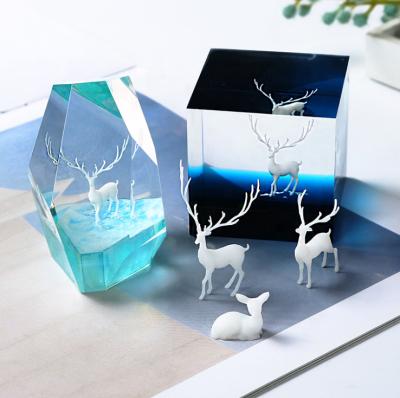 China Props Resin Epoxy Glue Resin Filler Viable Decoration Three-Dimensional Crystal Elks Micro-landscape Fairy Forest 3D Deer Model for sale