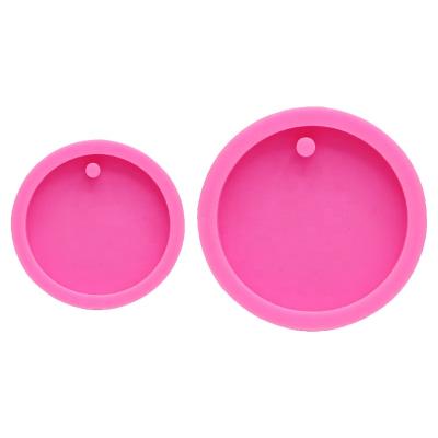 China Durable Shiny Keychains Accessories Round Silicone Circle Key Chain Pendant Molds Suitable For Clay DIY Jewelry Making for sale