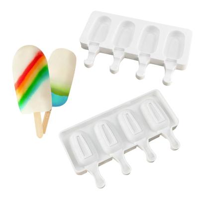 China Mini 4 Cavity Plastic Viable Stainless Steel Frozen Popsicle Sticks Cone Pop Silicon Mold Silicone Ice Cream Mold for sale