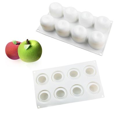 China Viable Christmas Apple Mousse Cake Mold DIY Silicone Fondant Baking Mold 8 Even for sale