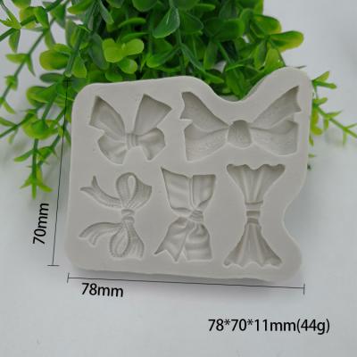 China 5 Disposable Liquid Bowknot Silica Gel Cake Molds DIY Bakeware Cake Decorating Chocolate Molds for sale