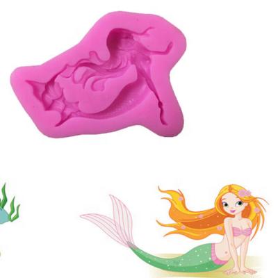 China Sustainable New Style Little Mermaid 3D Cake Decorating Tools Baking Mold Fondant Silicone Mold for sale