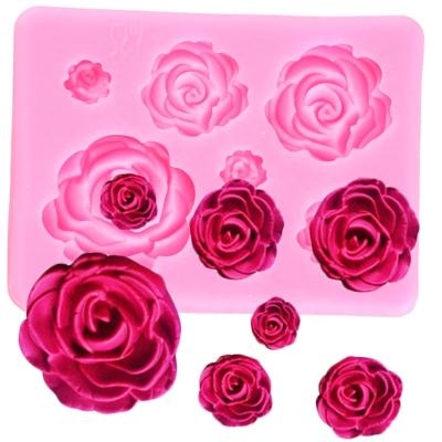 China Viable Chocolate Rose Flower Silicone Cupcake Topper Fondant Cake Decorating Tools Candy Silicon Molds Making for sale