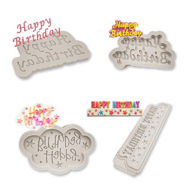 China Sustainable Happy Birthday Silicone Cake Decorating Molds / Pop Baking Mold for sale