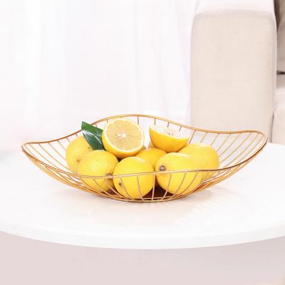 China Sustainable Short Snack Fruit Storage Metal Basket Fruit Basket Fruit Basket Storage Wire Bin Gold for sale