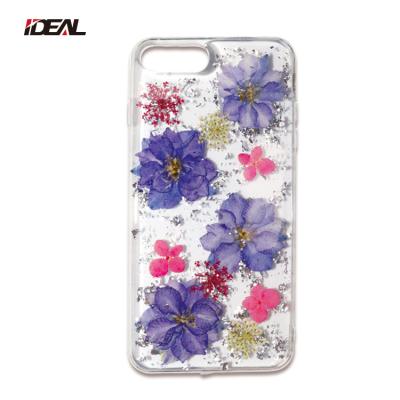 China PC+TPU+Epoxy+Dried Flowers Dry Pressed Natural Flower Cover Case Real Flower Mobile Phone Case For iPhone 8 Plus for sale