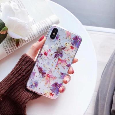 China Fashion Flower TPU+Dried Flower TPU Case with Dust Plus Shockproof Cover for iphone X xs xr xs max,for iphone xs max clear case for sale