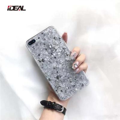 China TPU+Dried flowers glitter transparent case TPU eposy PC phone shell case for iPhone X max xs xr silver aluminum case for sale