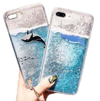 China 2019 Eco-friendly New Fashion Blue Whale Water Liquid Glitter Case For iPhone X XS XR XS max for sale