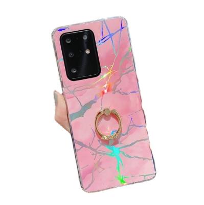 China Anti-fall Fashion Marble Geometry Finger Grip Stand Phone Protective Case For Samsung S8 S9 S10 S20 Note 10 Note 9 Shockproof for sale