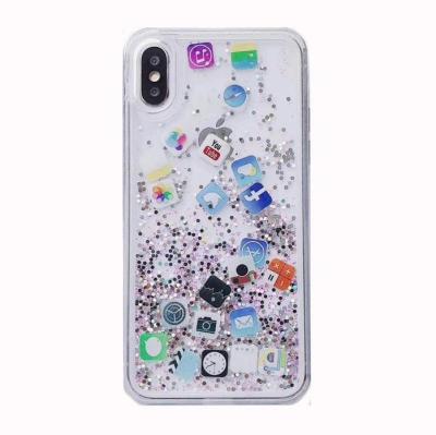 China Eco-friendly Mobile Quicksand Glitter Icon App Phone Case IOS Liquid Back Cover For Huawei P30 pro for sale