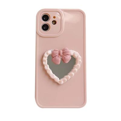 China Photo Shockproof Stylish Bowknot Glue Cream Glue Three-Dimensional Love Heart Suitable For iPhone 13 Pro Max Phone Case Full Cover Case for sale