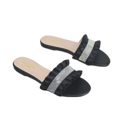 China Height increasing existing cargo flat with open toe lazy slippe simple tassel women's new fashion summer2020 wave shoes for sale