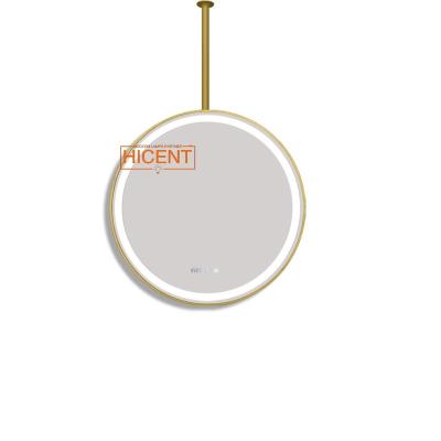 China Modern Bathroom LED Mirror Light Gold Round Ceiling Hangle Boom Make Up Dimmable LED Light Mirror Lamp Touch Switch Lighting for sale