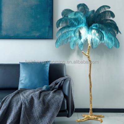 China New Design Modern Feather Floor Lamp Resin Body Fashion Stand Lamps for sale