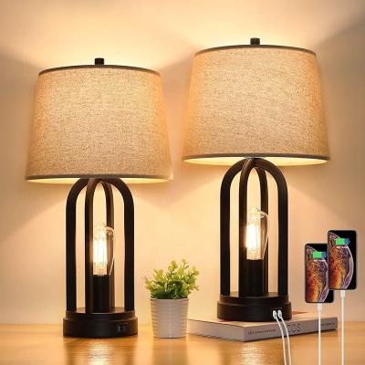 China Modern Amazon USB Fabric Cover Desk Lamp Fill Touch Dimmed Bedroom Bedside Table Lamp LED Small Night Lamp for sale