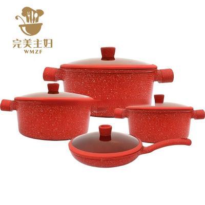 China Sustainable 10pcs cookware set non aluminum wholesale high quality marble cookware set stick cookware set for sale