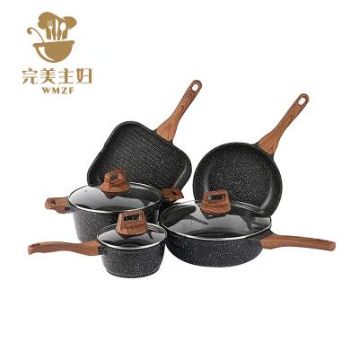 China Sustainable Ready To Ship 8 Pcs Induction Compatible Granite Cookware Non-Stick Coating Set for sale