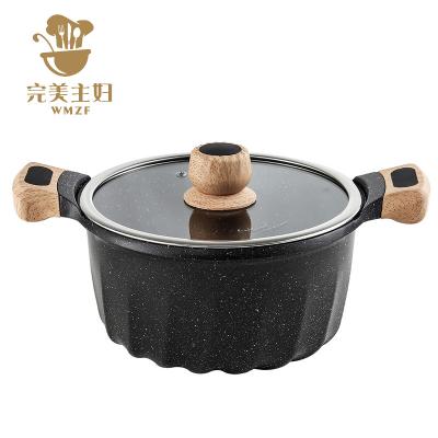 China Sustainable High Quality Cookware With Nonstick Coating Marble Granite Casserole Induction Bottom Soup Pot for sale