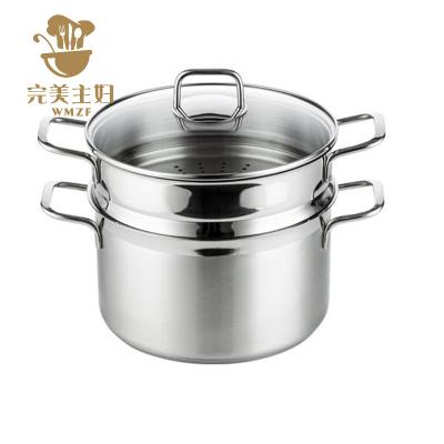 China Sustainable high quality three-layer stainless steel steamer thickened material belt2Layer steam induction cooker gas applicable for sale