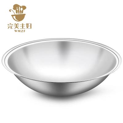 China Sustainable Wholesale Custom Large Thickening48-80cmStainless Steel Pan Back Side Commercial Wok for sale