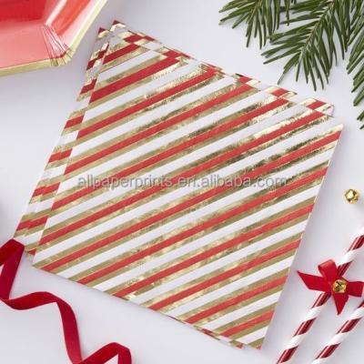 China GOLD MERRY CHRISTMAS LUNCH PRINTED DINNER NAPKINS for sale