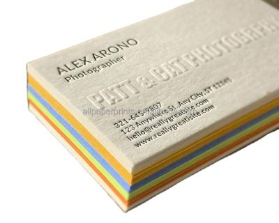 China Apparel cardboard 600gsm cotton fedrigoni colorplan paper emboss letterpress foil name card for sale