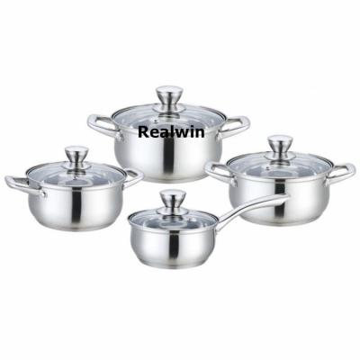 China Sustainable kitchen cookware set stainless induction cookware set cooking pot set for induction cookers for sale