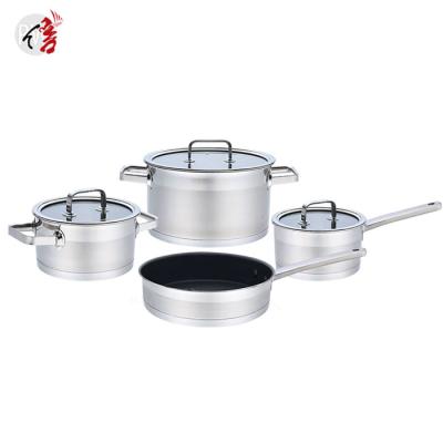 China Sustainable Realwin Classic Straight Shape 304 Stainless Steel Cookware Set With Capsule Base for sale