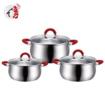 China Realwin CLASSIC Silicon Handle Induction Pot Stainless Steel Cookware Sets For Kitchen Stove Top Gas for sale